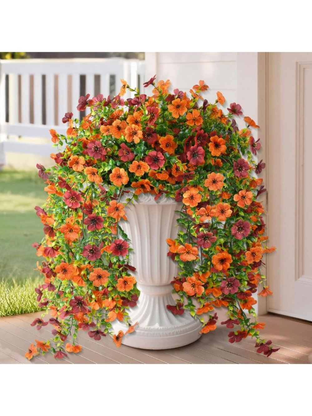 2PCS Faux Silk Daisy Hanging Flowers - UV Resistant Outdoor Fall Decor for Home